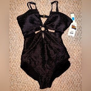 NWT Black One Piece Swimsuit Sexy Cutout 041